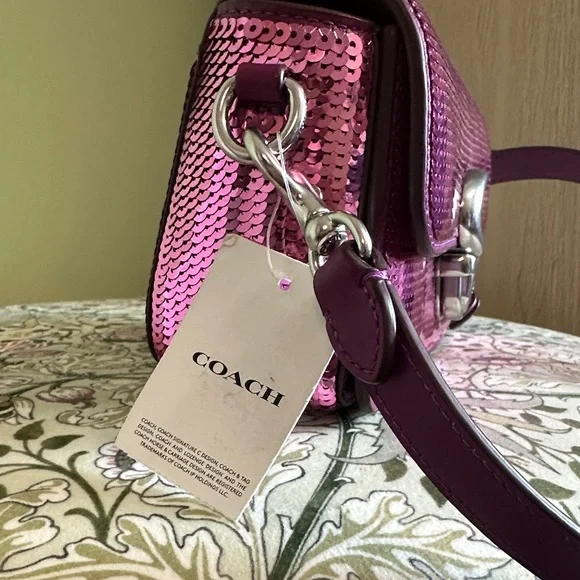 Pink Sequin Coach Crossbody Bag - Picture 6 of 6